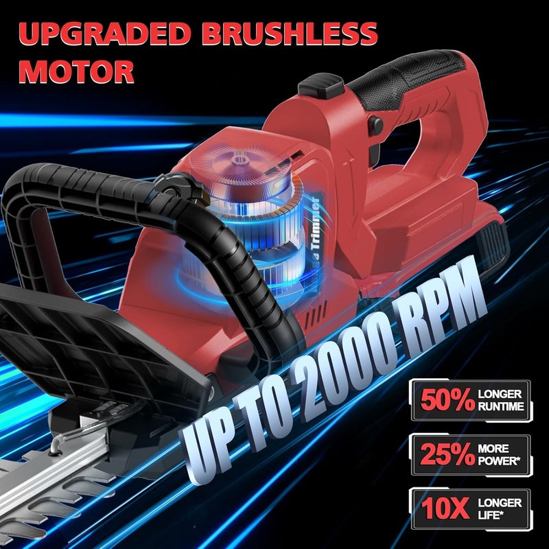 Givilo Cordless Hedge Trimmer Compatible with Milwaukee M18 Battery, 20-Inch Electric Hedge Trimmer, Battery Powered Brushless Bush Trimmer, 2/3'' Cutting Capacity, Lightweight & Rotatable Handle(No Battery) - Image 2
